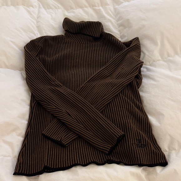 Fendi Black and Brown Striped Turtleneck Sweater - Picture 1 of 4